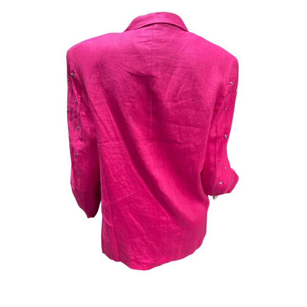 Amelia Austin Vintage Pink Studs Embellished Linen Blazer Jacket size M - Picture 2 of 5